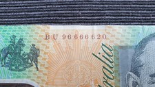 AUSTRALIA $100 1996 SEMI SOLID SPECIAL NUMBER Polymer Banknote BU96 666620