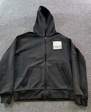 Polo Ralph Lauren Hoodie Mens Medium Black Full Zip Has Stains No Drawstring