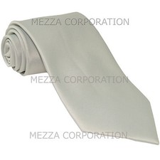 New Vesuvio Napoli Men's necktie solid color 100 polyester wedding prom Silver