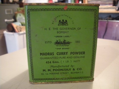 Green Label Ship Madras Curry Powder Vintage Advertising Tin