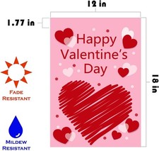 Happy Valentine Garden Flag Double Sided 12 X 18 Inch, Valentines Day Decoration