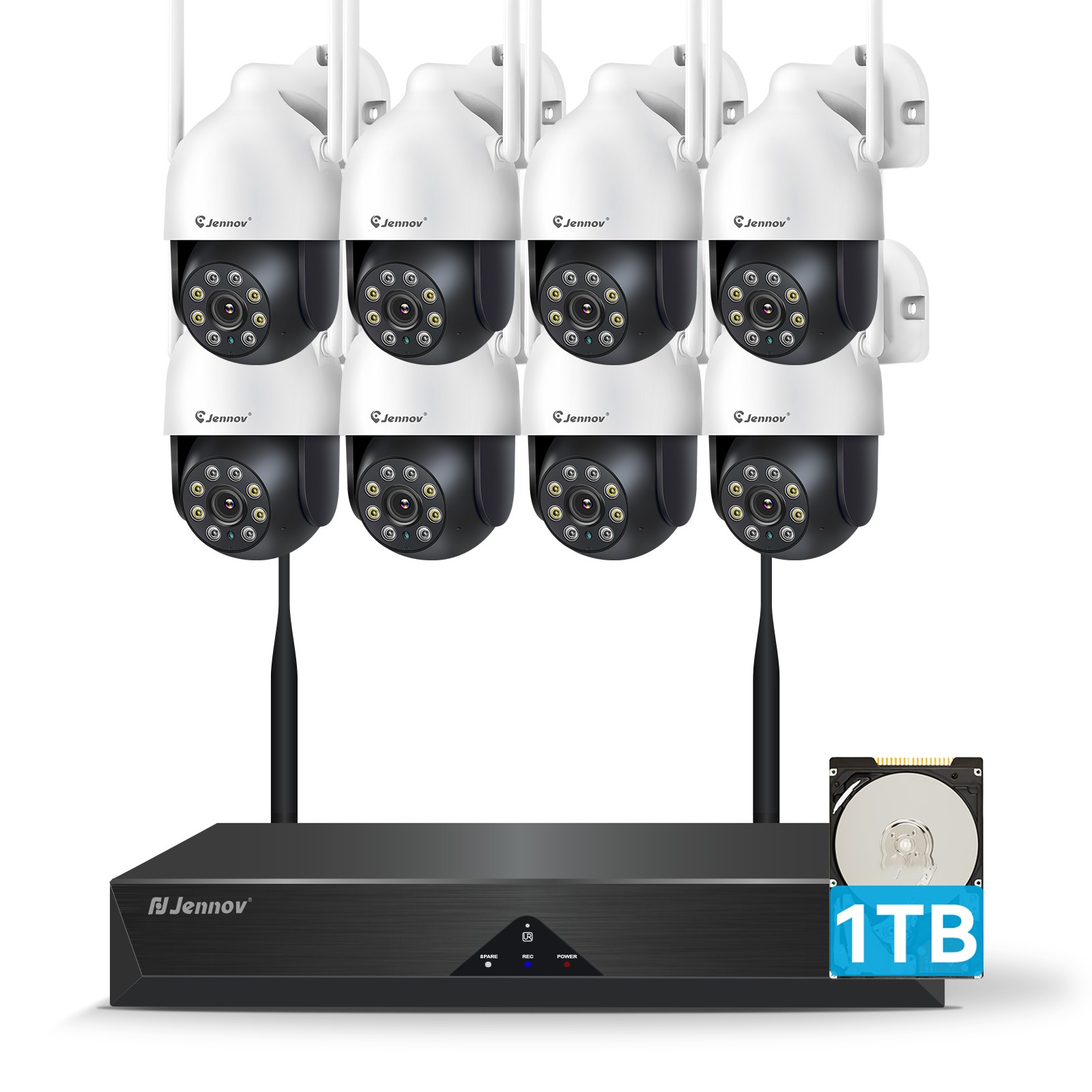 JENNOV 5MP Wireless Home Security Camera System WiFi Outdoor 360&deg; PTZ 10CH NVR