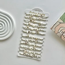 12 Pc Beaded Turtle Bracelets Women White Turquoise Layered Surf Style Jewelry