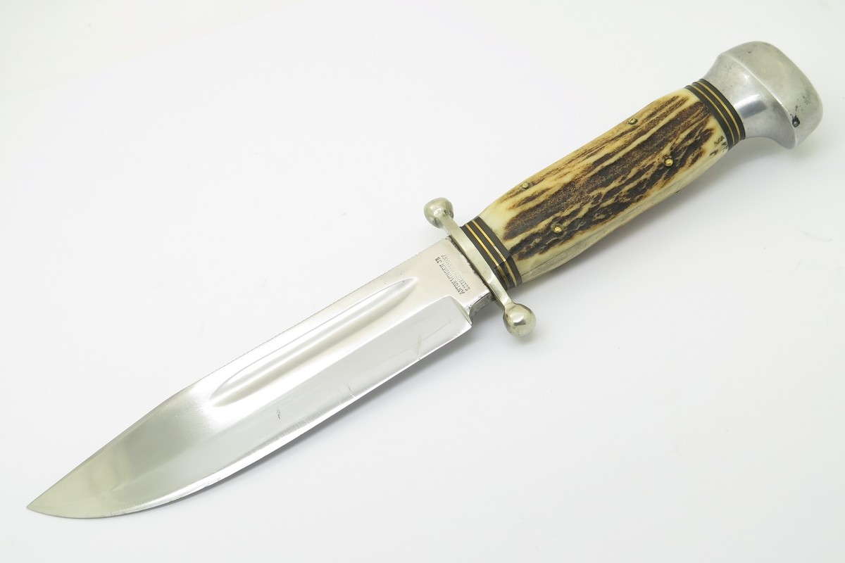 Vtg Othello Solingen Germany Anton Wingen Stag Fixed Blade Bowie 