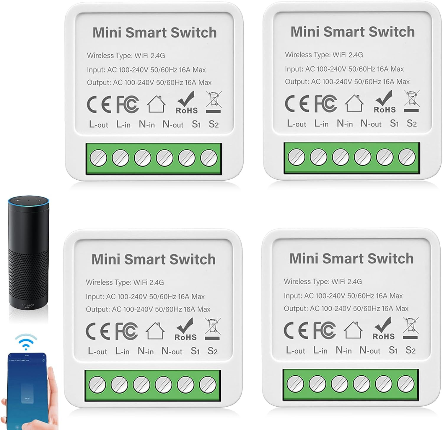4x Modulo Relè Smart WiFi per Luci Casa - Sicuro e Certificato