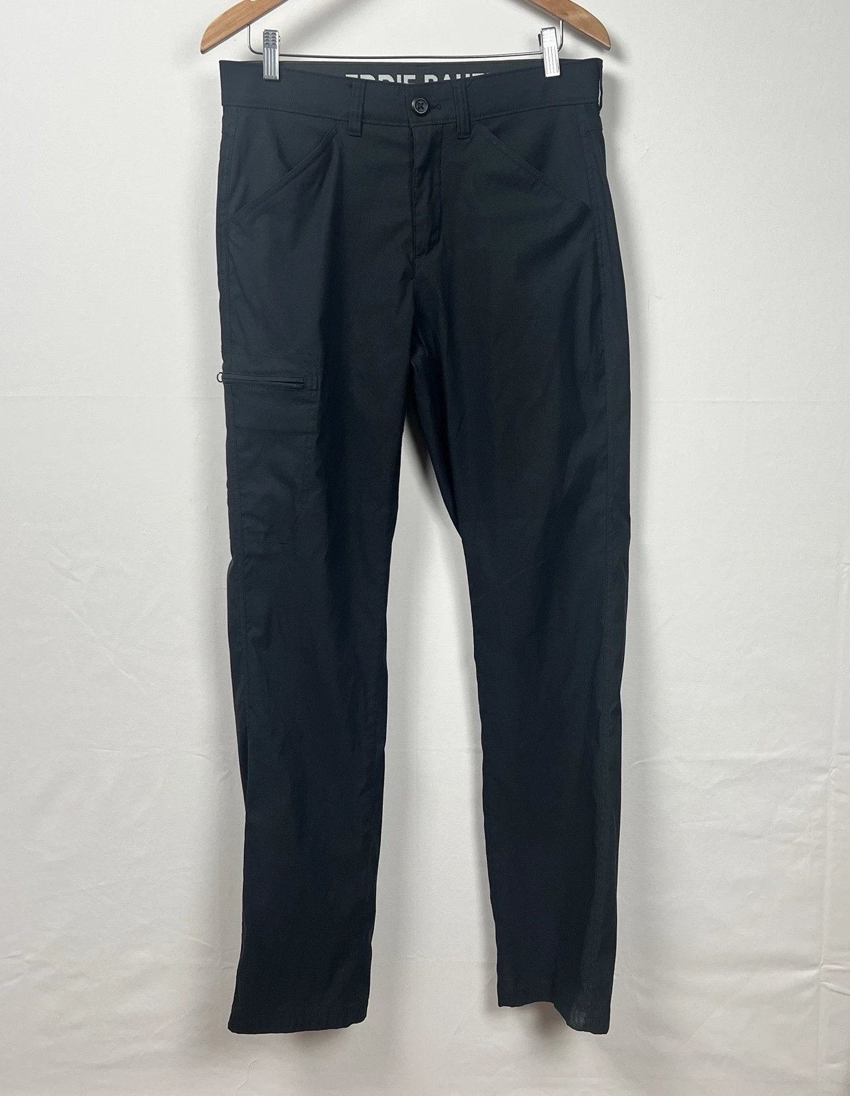 Eddie Bauer Rainier Tech Pants Men's 32x34 Black Cargo Pocket Hiking Travel Zip