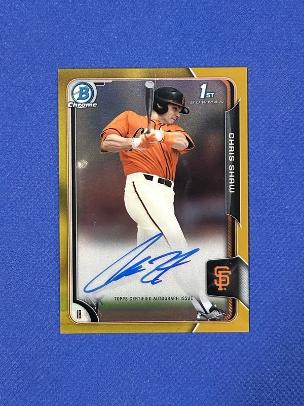 2015 Bowman Draft Chrome Gold Refractor /50 Chris Shaw #BCA-CS Auto autograph VV