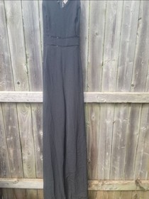 Privy Women's Black Size M Wide Leg Open Back Lace Jumpsuit