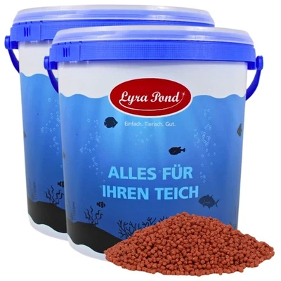 LYRA PET GMBH 2 x 10 L Pond Colour Astax Pellets im Eimer Teichfutter Lyra Pond® MHD 8/2025