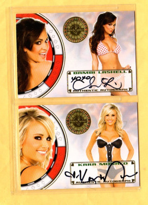 BAMBI LASHELL & KARA MONACO   2012  VAGAS  BENCHWARMER  2 AUTOGRAPH CARDS