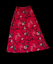 1990s Dark Floral Witchy Red Maxi Skirt LARGE Romantic Grunge Fairycore
