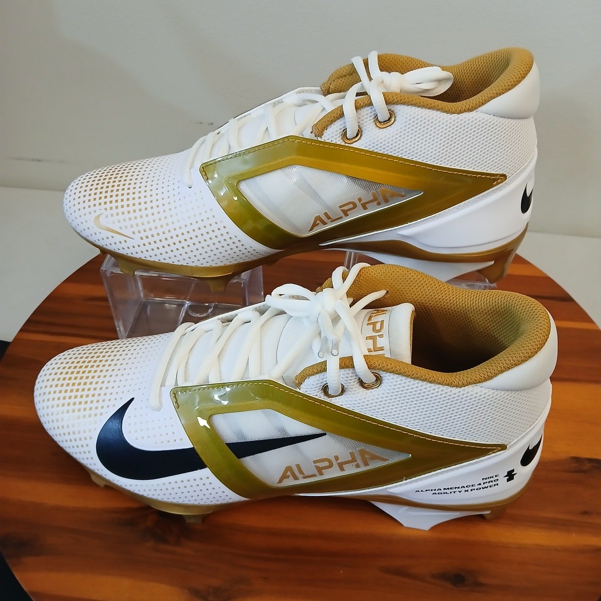 Size 13 -  Mens Nike Alpha Menace 4 Pro Football Cleats White Gold - FD7037-105 Nike Alpha Menace 4 Pro FD7037-100 Men White | Mercari main image 2