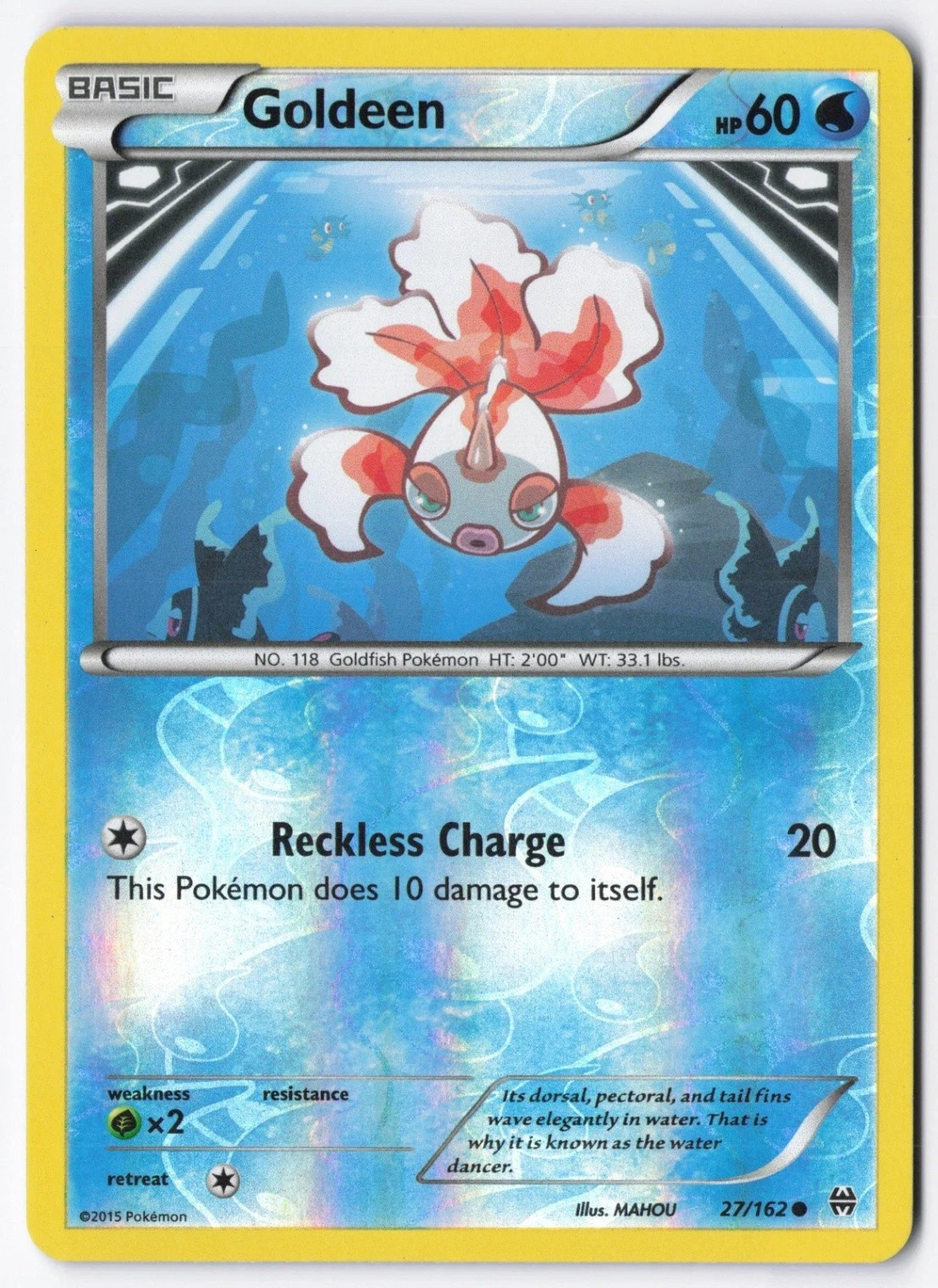 Goldeen Pokemon Reverse Holo TCG Card 27/162