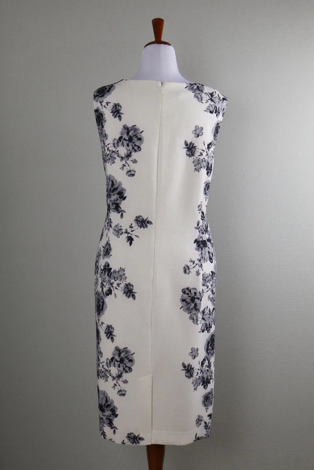 TALBOTS Woman NWT $189 Gray Floral Lined V-Neck Sheath Dress Size 24W - Image 4 of 4