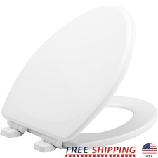 Slow Close Enameled Wood Toilet Seat Adjustable Easy Install Never Loosens New