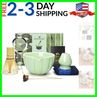 7 Pcs Japanese Matcha Tea Set - Matcha Bowl with Pouring Spout, Matcha Whisk,...