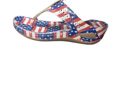 Montana West Wedge Flip Flops Size 9 American Flag Rhinestone