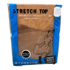Vintage Stedmans Stretch Top Seamless Dress Sheer Stockings Size 9 1/2 Beige 33