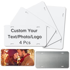 4 Pcs Sublimation License Plate Blanks, Aluminum Metal Car 0.45 mm, 4