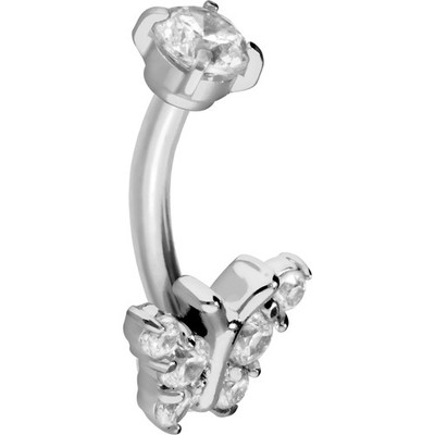 PIERCINGLINE Titan Banane mit Push Fit KRISTALLSCHMETTERLING