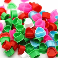 Tattoo Ink Caps Silicone Cups 5 Colors Mixed Pack 200 Pcs with Base... 