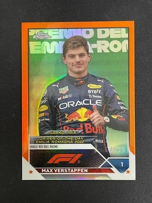 Max Verstappen 2023 Topps Chrome Formula 1 /25 Orange Refractor #169