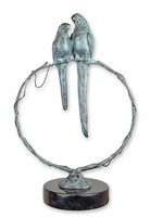 Bronzeskulptur Papagei Paar Auf Einem Ast Replikat Retro Design Dekoration