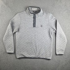 Holderness & Bourne Sullivan Mens M Gray Quilted Snap Button Pullover Logo
