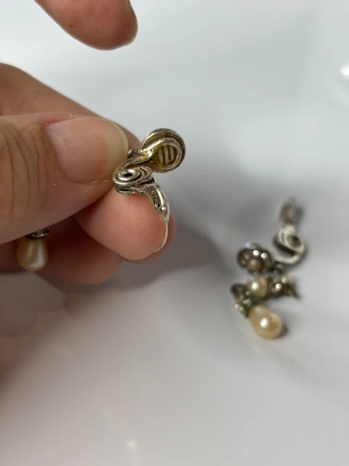 Pendientes Clipon Colgantes Perlas Imitación Diamantes de Imitación Monet De Colección DAÑADOS Foto 3 de 4