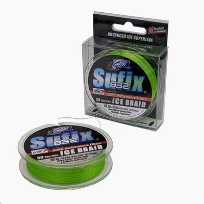 Sufix 832 Ice Braid Neon Lime 10 lb   50 yd / 45 m    Ice Braided Fishing  Line