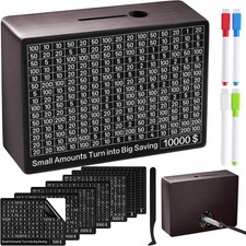 Money Saving Box, Piggy Bank Savings Challenge Box with 8 Goals for Adults  Kid