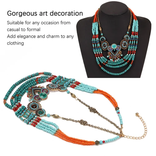 VETEMENTS Collana boema vintage colore perline accessori abbigliamento gioielli.