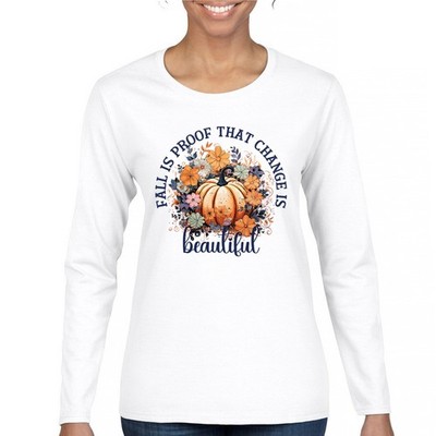 Fall Change Is Beautiful Women's Long Sleeve T-shirt Pumpkin Patch Thanksgiving