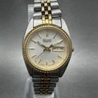 Seiko Watch Women 25mm White Dial Two Tone Daydate Round 7n83-0041 New Batt ONSI