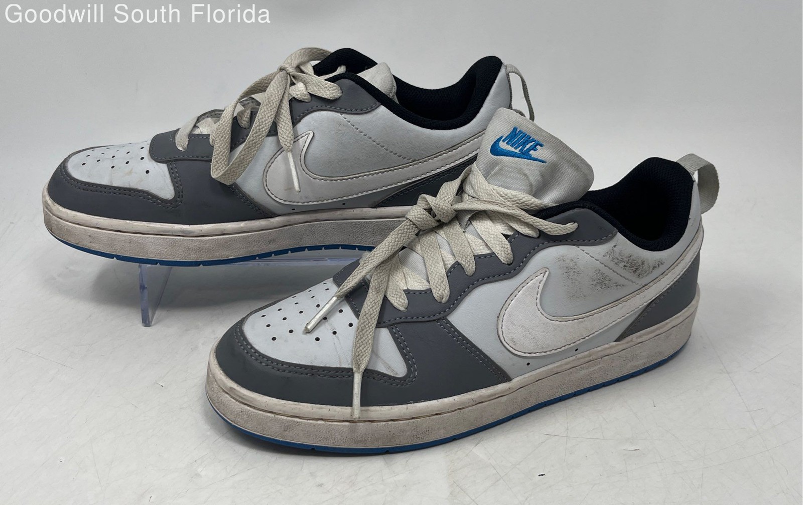 Nike Boys Court Borough Low Recraft DV5456-019 Gray White Sneakers Shoes Sz 6.5Y