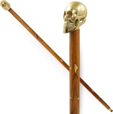 Handcrafted Wooden Walking Stick with Brass Handle Vintage Style Cane fo