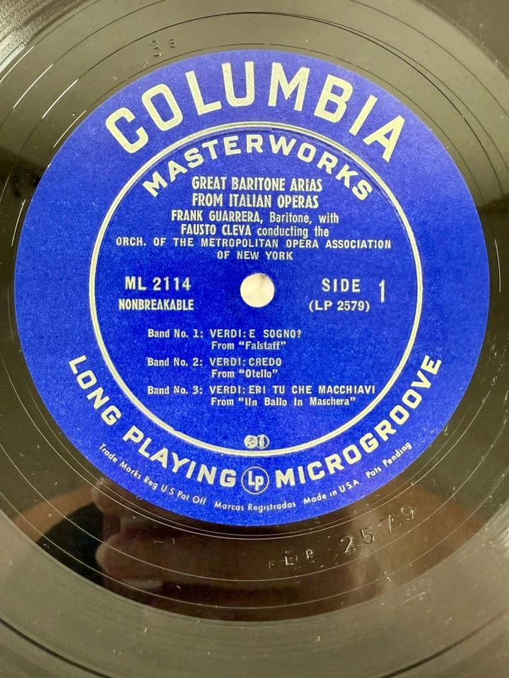 Great Baritone Arias From Italian Operas Frank Guarrera Colombia Masterworks LP - Image 3 of 4