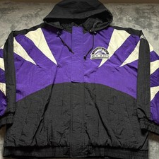 Vintage Colorado Rockies Puffer Jacket Mens XL Apex One Baseball MLB Hooded