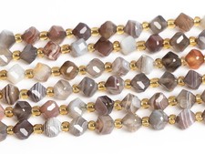 8MM Brown Botswana Agate Beads AAA Natural Gemstone Faceted Cube Loose Beads