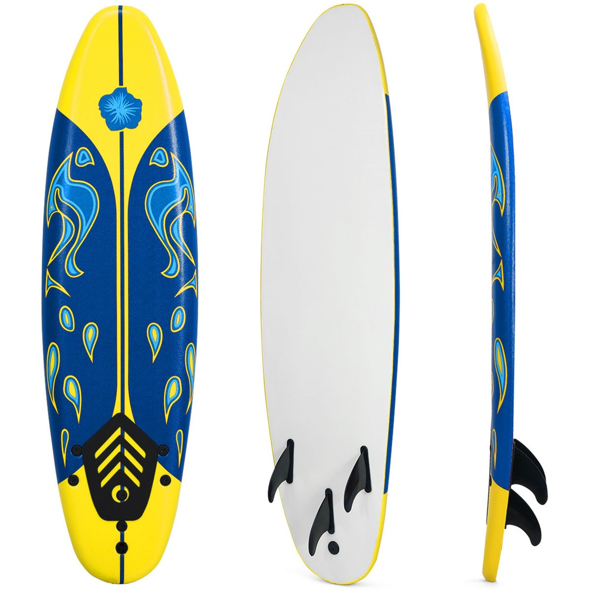 Three Weather performer6'6 46L EPS フィン付き 6ft Surfing Body Board w/ 3 Removable Fins Safety Leash