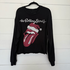 Rolling Stones Women s XXL Holiday Santa Sweatshirt Cropped