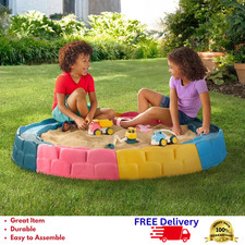 Kids Sandbox Outdoor Play Sand Box w/ Cover  Seating Backyard Fun New
