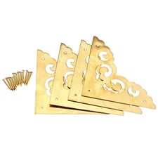 Dophee 4Pcs 2.5 Brass Flat Corners Bracket Retro Table Corner Cover