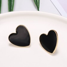 Heart Shaped Stud Earrings for Women Personalized 18k Yellow Gold Plated Jewelry