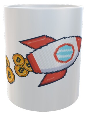 Retro BTC Rakete Coins Crypto Blockchain Kaffeetasse Becher Cup Kaffeebecher