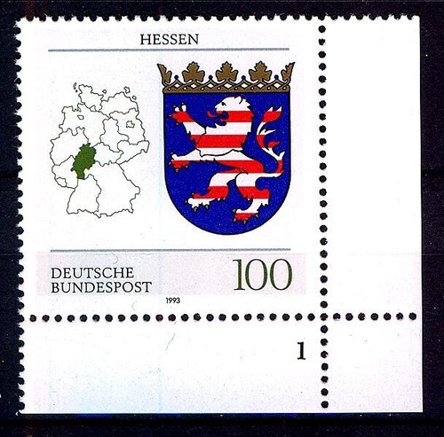 1660** Wappen der Bundesländer - Hessen - Eckrand mit Formnummer 1