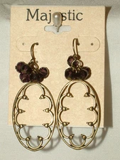 JJB 797, LOVELY ANTIQUED BRASS TONE DANGLE EARRINGS FROM MAJESTIC, FOR PIERCED