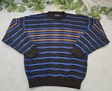 VTG Tony Lambert 3D Knit Sweater Size M Cotton Blue and Black Pullover