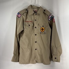 Boy Scouts Shirt Boys Uniform Youth Medium Boys Medium Long Sleeve Vintage Stain