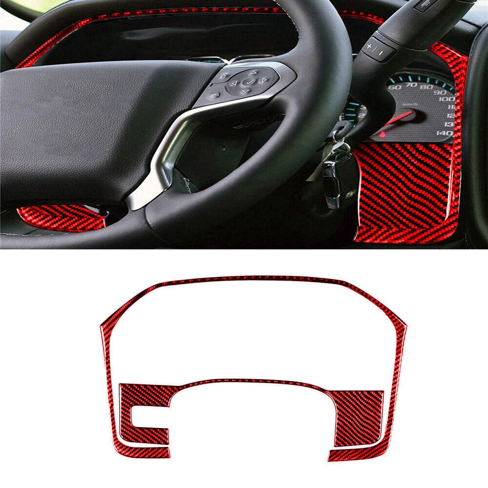 72Pcs Red Carbon Fiber Interior Full Cover For Chevrolet Silverado 1500 2014-18 — 第 3/4 张图片